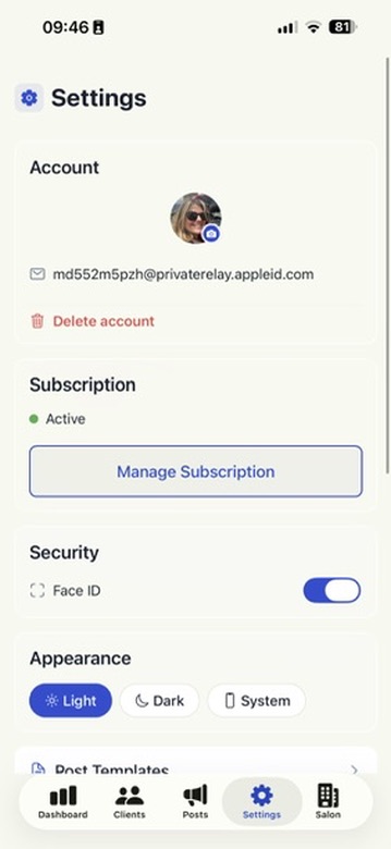 The Settings tab