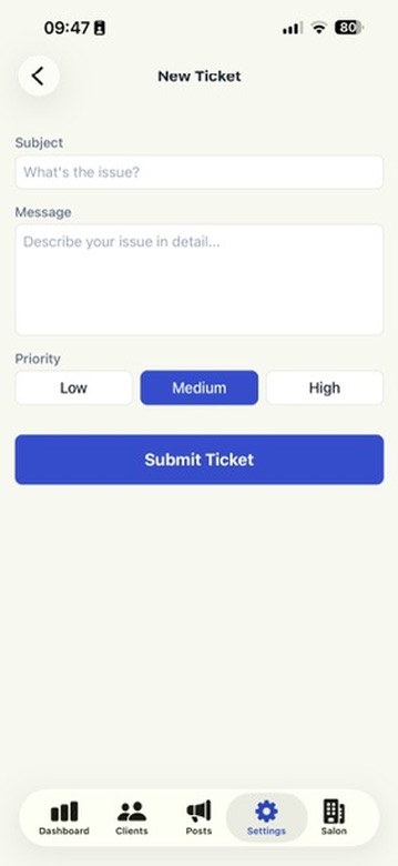 Creating a support ticket